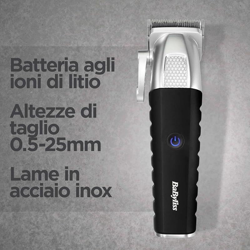 E812E Tagliacapelli Lithium Power, Cordless senza filo, ricarica rapida, batteria al litio, lame in acciaio inox giapponese