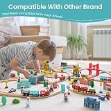 Tiny Land Wooden Train Set 39 Pieces Compatible with Major Brands view 4