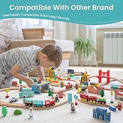 Tiny Land Wooden Train Set for Toddler - 39