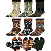 Eurzom 6 Pairs Men's Funny Hunting Socks Hunters Novelty Cotton Socks Birthday Valentines Gift Accessories for Hunting Lover