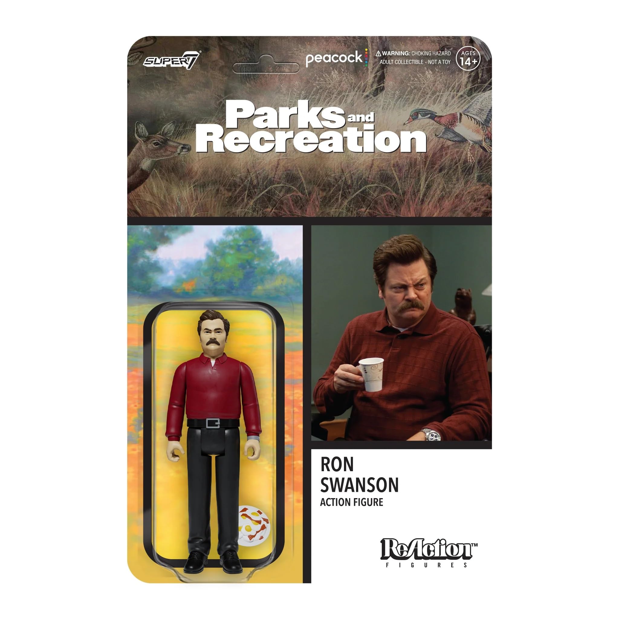 Super7 Parks and Recreation Ron Swanson 3.75 in Reaction Figure