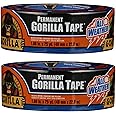 Gorilla All Weather Outdoor Waterproof Duct Tape, UV and Temperature Resistant, 1.88" x 25 yd, Black, (Pack of 2)