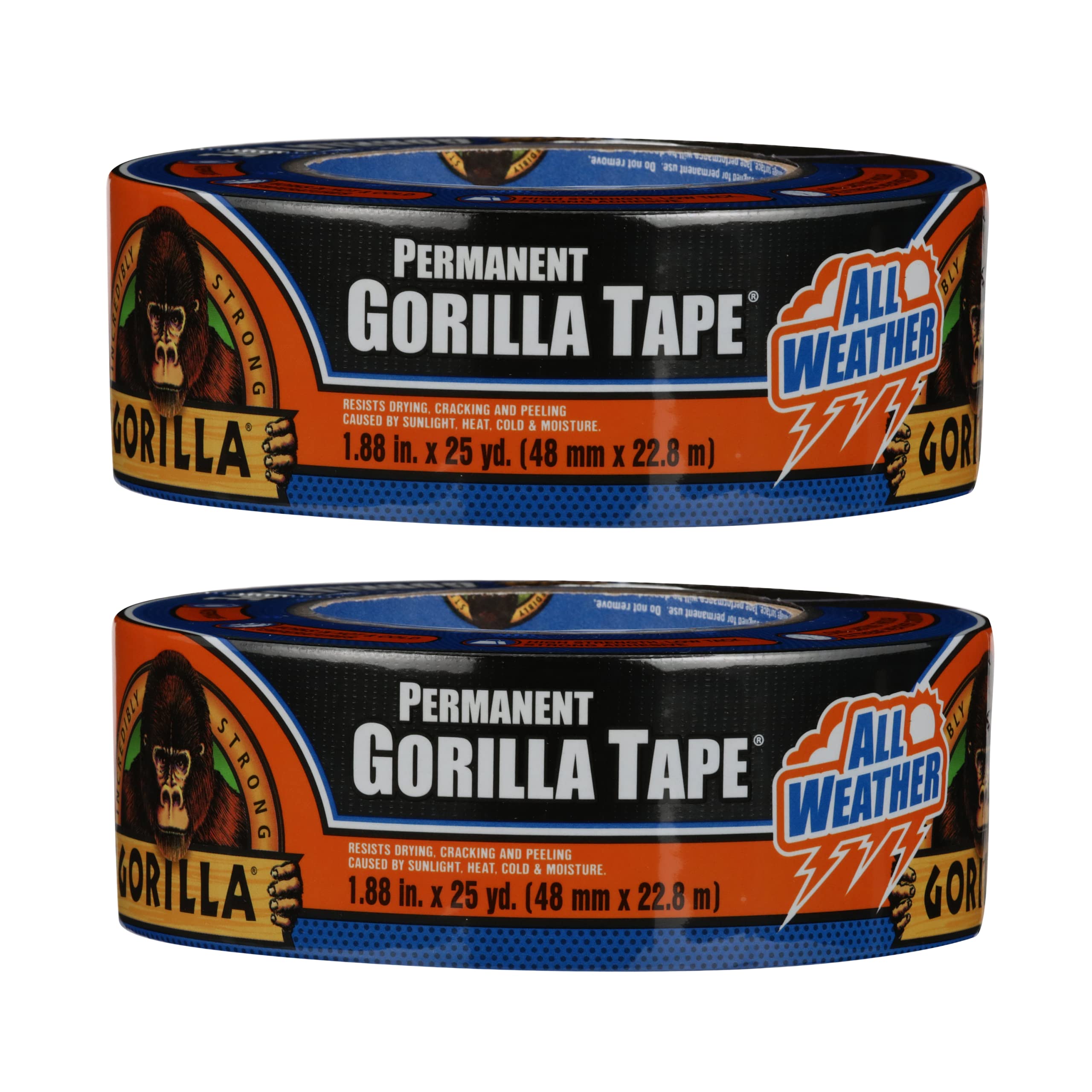 Photo 1 of 1pc only------Gorilla All Weather Duct Tape, Black, 1.88" x 25 yd  - UV and Temperature Resistant Waterproof Tape for Outdoor Repairs