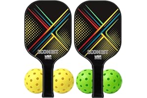 ECONEST Pickleball Paddles Set of 2 with 4 Balls – High-Performance Fiberglass Face for Precision, Comfortable Grip & Easy Control – Ideal for Beginners & Intermediates – USAPA Approved
