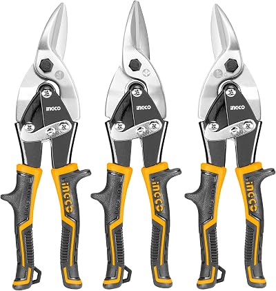 Ingco Aviation Snip Set - Left, Right, Straight Cut Tin Snips for Sheet Metal