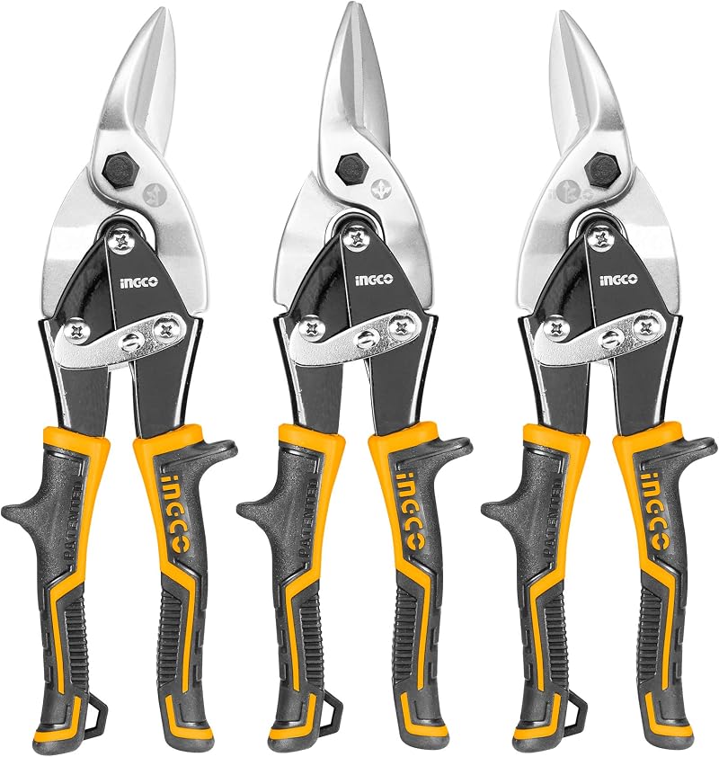 Ingco Aviation Snip Set - Left, Right, Straight Cut Tin Snips for Sheet Metal