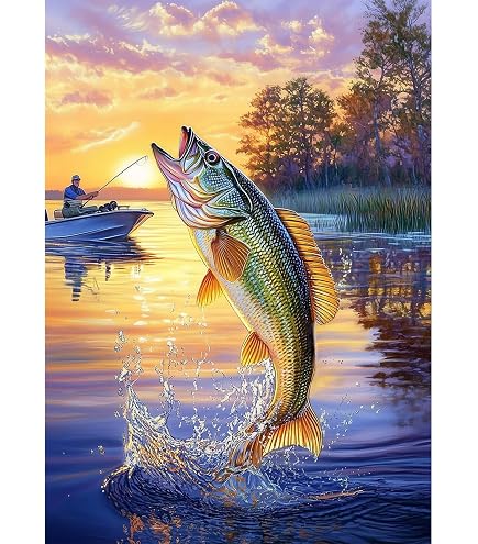 Diamond Painting Chute D'eau Poisson Cygne 50x100cm Jvyaeen - Kit DIY Diamants Carrés