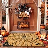 ULTSOFE Halloween Spider Web Welcome Door Mat for Front Door Non-Slip 17x29 | Faux Coir, Rubber Backing, Shed & Fade Resistant, Low Profile Doormat for Porch Patio Entryway Back Door Halloween Home Decor