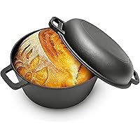 Cuisiland 5QT Cast Iron Combo Cooker – Pre-Seasoned Dutch Oven with 10’’ Skillet Lid – 2-in-1 Multipurpose Cookware for Bakin