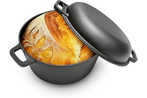 Cuisiland 5QT Cast Iron Combo Cooker – Pre-Seasoned Dutch Oven with 10’’ Skillet Lid – 2-in-1 Multipurpose Cookware for Bakin