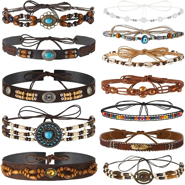 8853 Hat Band Western Horseshoe Star Concho Authentic Hairpipe Genuine Onyx 61QP13DEE3L.jpg main image 2