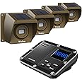 Solar Driveway Alarm Wireless Outside 1800ft Range, Outdoor Motion Sensor & Detector Driveway Alert System with Rechargeable Battery/Weatherproof/Mute Mode(1&4-Brown)