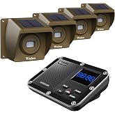 Solar Driveway Alarm Wireless Outside 1800ft Range, Outdoor Motion Sensor &amp; Detector Driveway Alert System with Rechargeable Battery/Weatherproof/Mute Mode(1&amp;4-Brown)