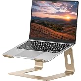 SOUNDANCE Laptop Stand, Aluminum Ergonomic Desk Riser, 10-15.6", Gold | Aluminum Computer Stand, 6" Elevation, Open Cooling, Supports Up to 8.8 lbs, Detachable 3-Piece, Office Desk Accessories