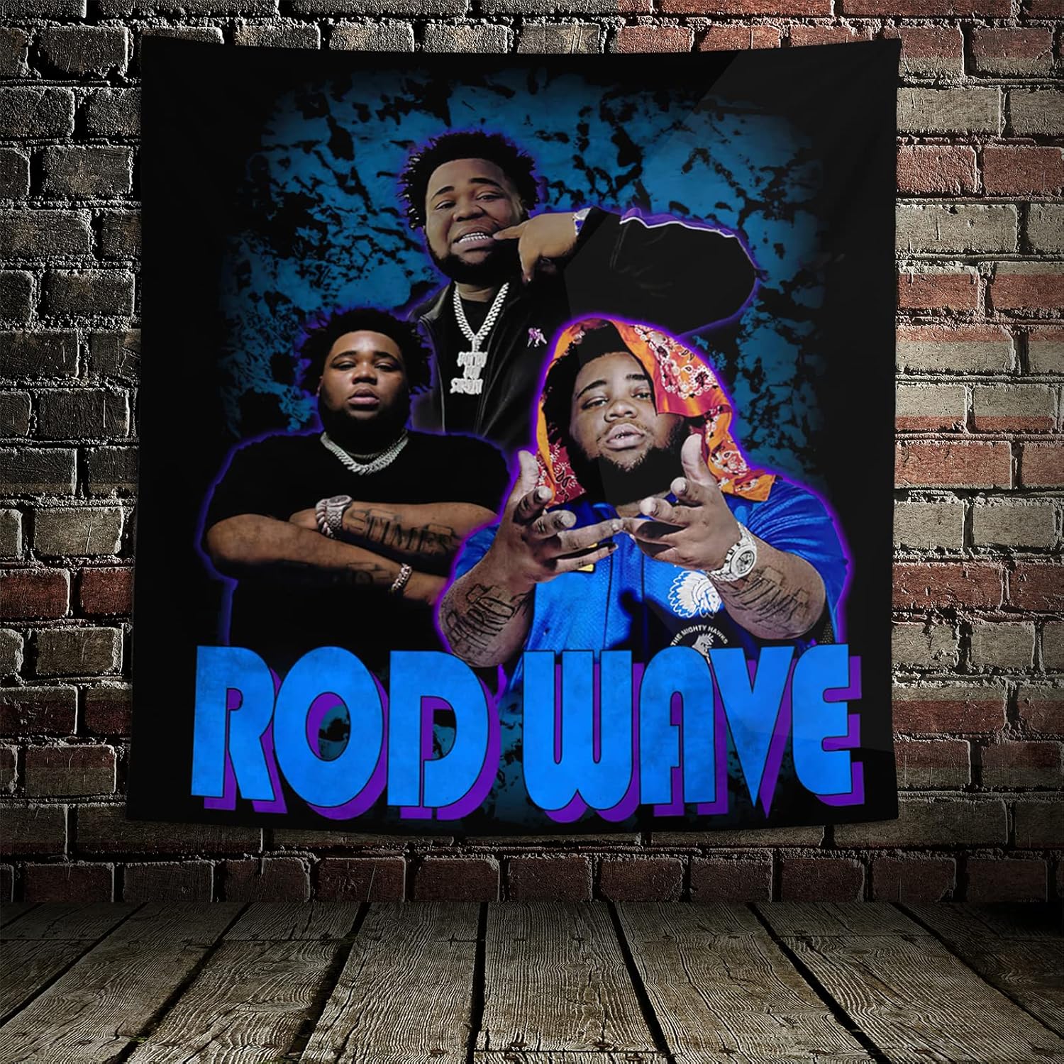 Tapestries - ETSKOM Rod Wave Tapestry For Bedroom Living Room Rod Wave Poster Rapper Album Cover Posters Collage Banner Wall Decor 50 * 60in