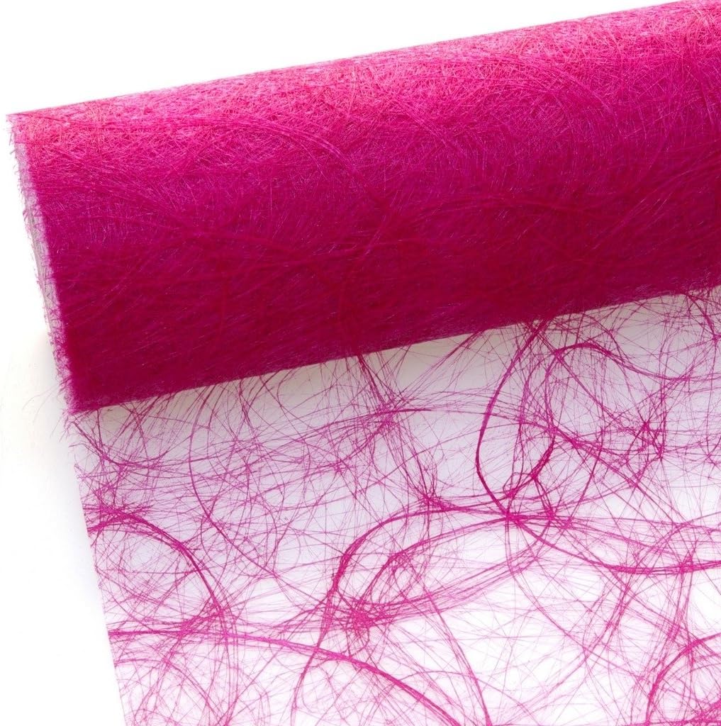 Deko AS GmbH Sizoweb Table Runner 25 Metre Roll + 100 Decorative Hearts (30 cm Wide in Pink)