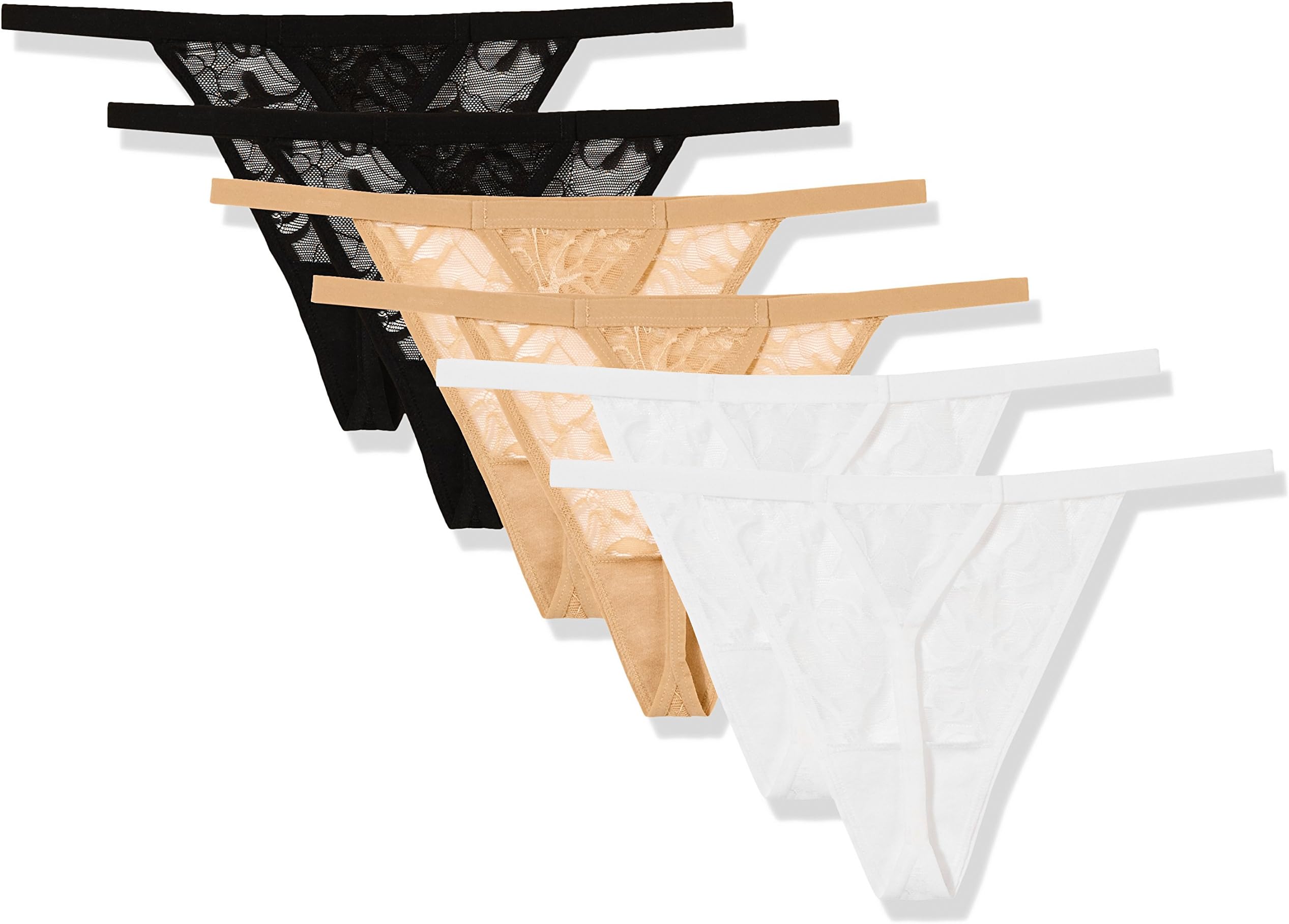Madeline Kelly Women's 6 Pack All Over Lace String Thong Panty