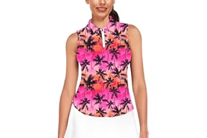 AOBUTE Women's Sleeveless Golf Shirts Moisture Wicking 1/4 Zip Polo Tennis Shirt