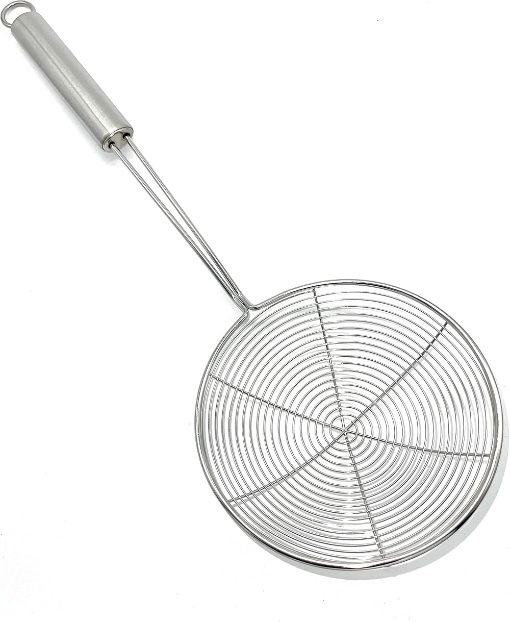 TIJAR Stainless Steel Oil Strainer Spider Mesh Ladle 13 cm