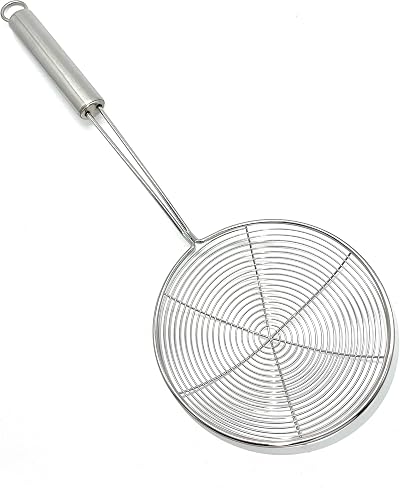 TIJAR Stainless Steel Oil Strainer Spider Mesh Ladle 13 cm
