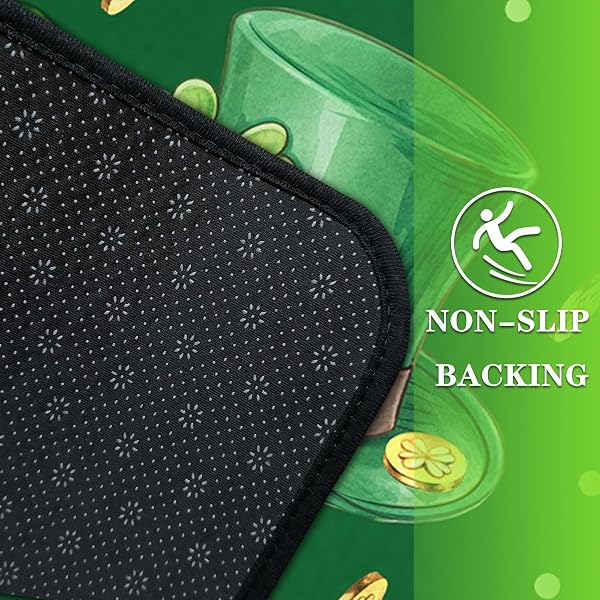 NOULMEA ST. PATRICK’S DAY CLOVER KITCHEN RUGS SET OF 2, IRISH SHAMROCK POLKA DOT STRIPED & POT OF GOLD COIN PRINT FLOOR DOOR MAT HOME DECORATIONS 17″X47″+17″X30″