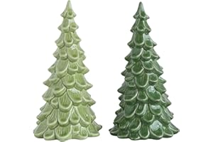 Creative Co-Op Large Green Stoneware Tree Figurine (Set of 2 Shades of Green)