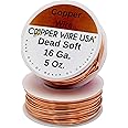 Solid Bare Copper Round Wire 5 Oz Spool Dead Soft 12 to 30 Ga (16 Ga / 43 Ft)