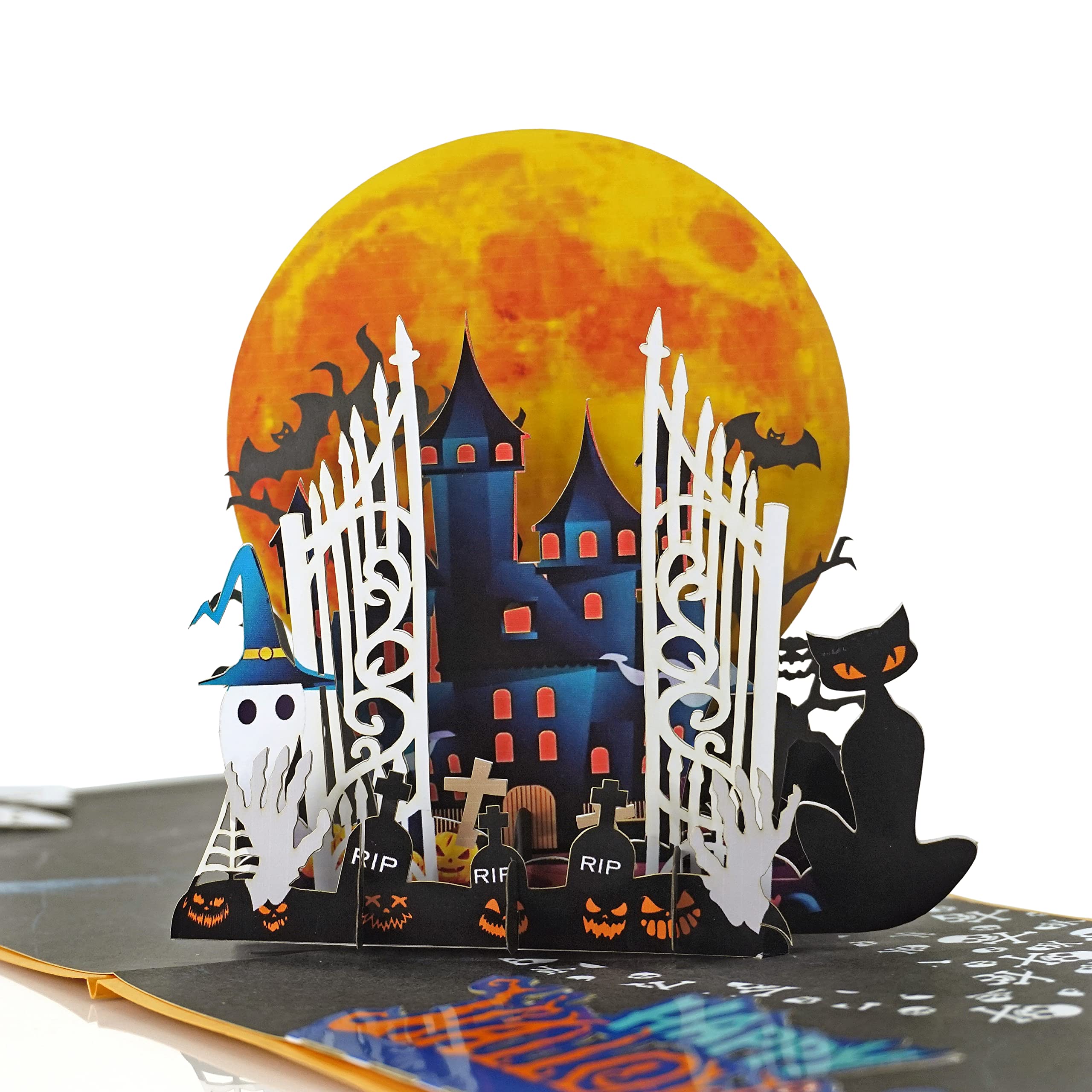 CUTPOPUP Pop Up Halloween Cards, Trick or Treat, 3D Halloween Greeting Card with Envelopes for Family Members, Friends, Lover, Her, Wife, Him, Husband, Mom, Mum, Brother (Blood Moon) US8-SD126 UK