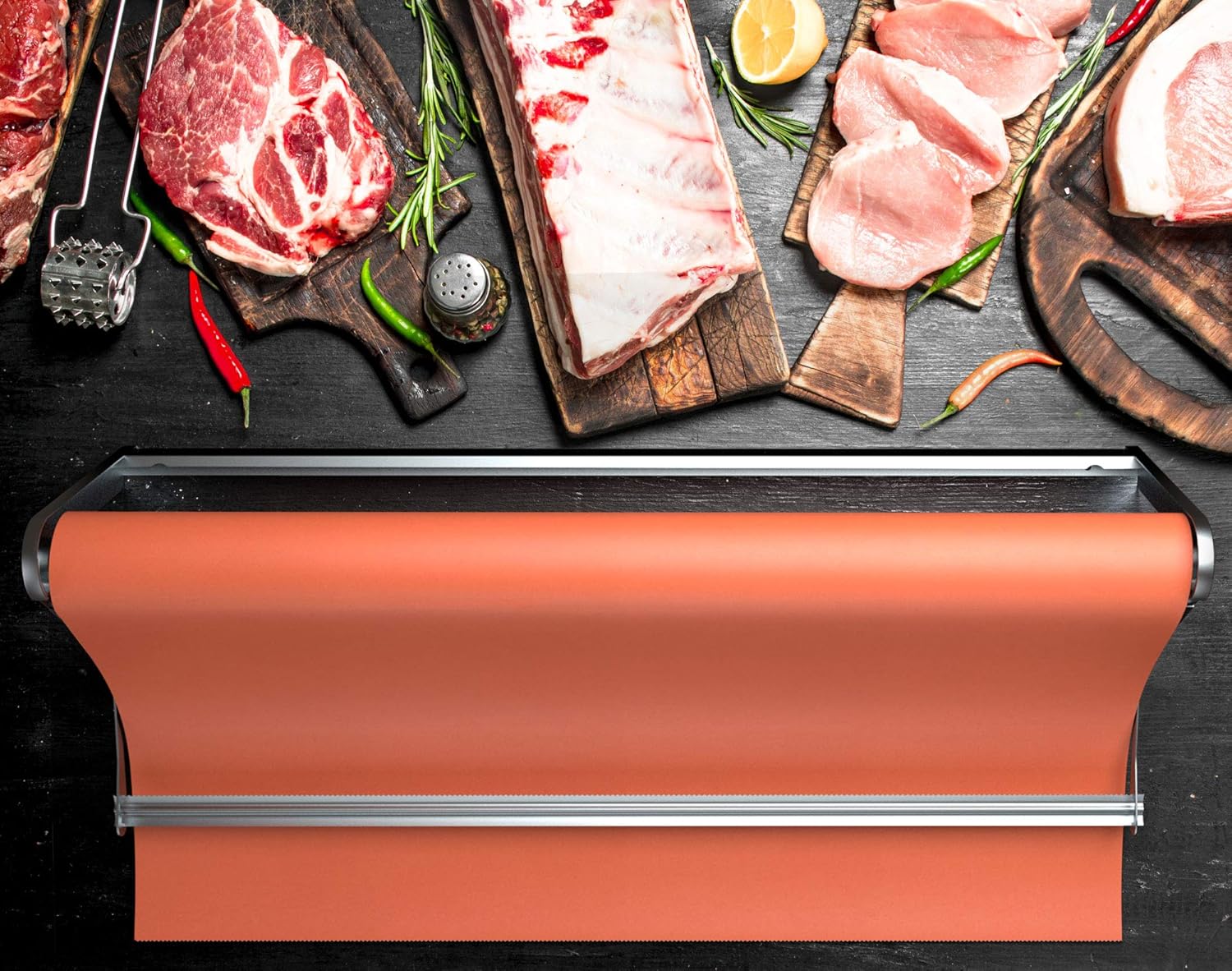 Paper Roll Dispenser and Cutter - Long 36" Roll Paper Holder - Great Butcher Paper Dispenser, Wrapping Paper Cutter, Craft Paper Holder or Vinyl Roll Holder - Wall Mountable : Office Products