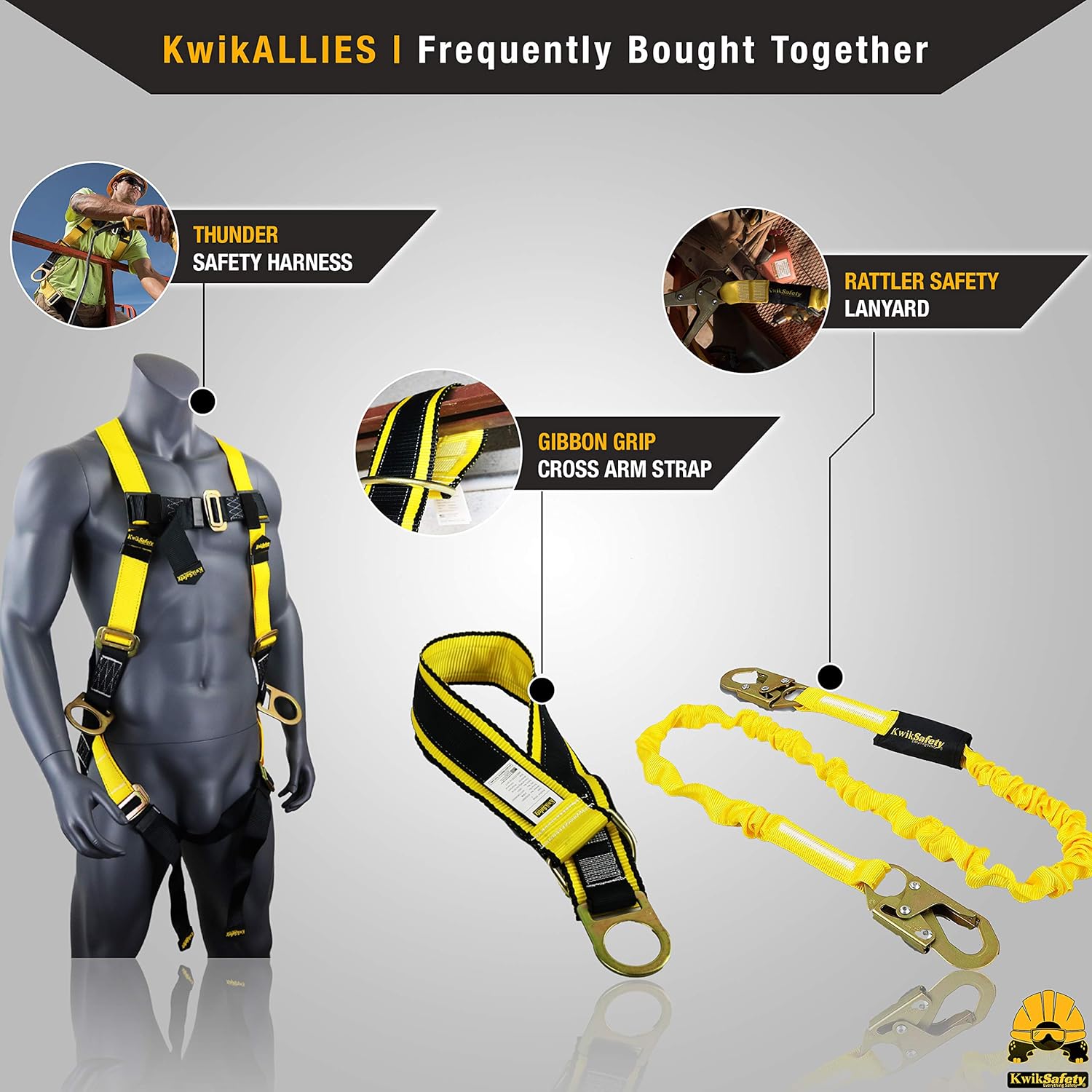 KwikSafety (Charlotte, NC) RATTLER 1 PACK (Internal Shock Absorber) Single Leg 6ft Safety Lanyard OSHA ANSI Fall Arrest Protection Equipment Snap Hooks Construction Arborist Roofing - - 