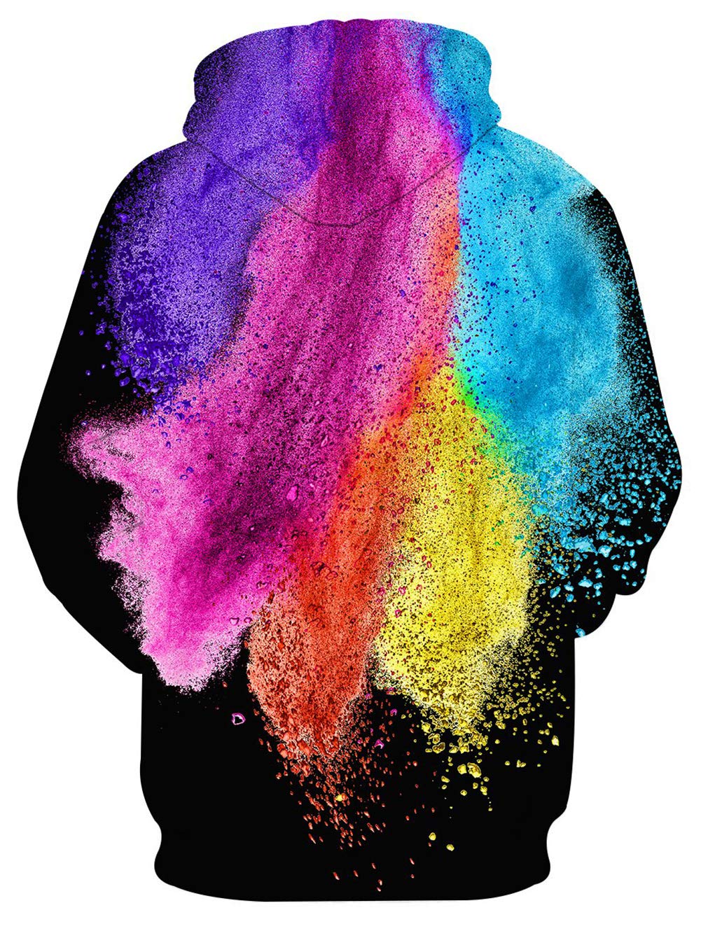 TUONROAD Mens Trendy Drawstring Trippy 3D Digital Print Hoodies Shirt Rainbow Black Purple Turquoise Yellow Red Pink Paint Color Block Realistic Sweatshirt Athletic Pullover with Big Pocket Front