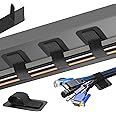 Under Desk Cable Management, 【Holds 15 Cables】【Ultra Adhesion】 Hook and Loop Cable Strap, Adjustable Long Cable Tie, Reusable