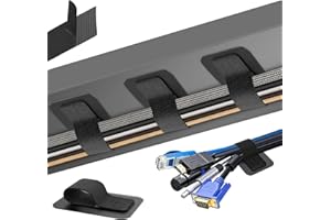 Under Desk Cable Management, 【Holds 15 Cables】【Ultra Adhesion】 Hook and Loop Cable Strap, Adjustable Long Cable Tie, Reusable