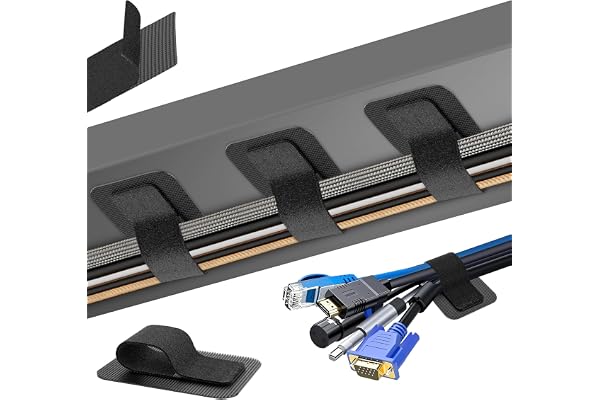 Under Desk Cable Management, 【Holds 15 Cables】【Ultra Adhesion】 Hook and Loop Cable Strap, Adjustable Long Cable Tie, Reusable