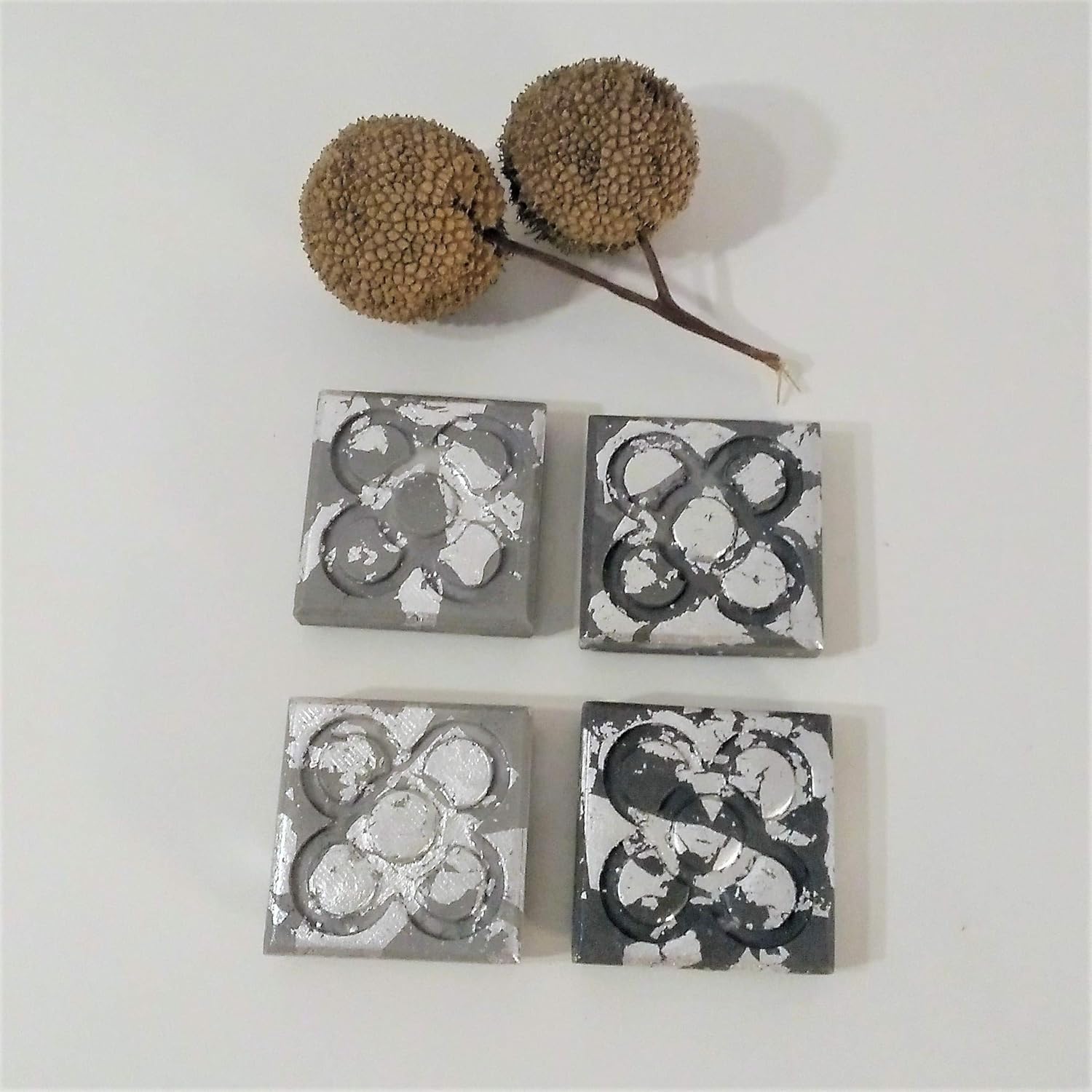4 Mini imanes Panot con acabado metal plateado en resina ...