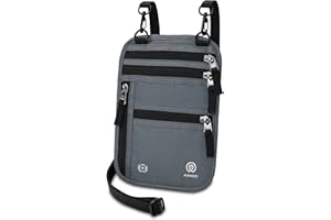 HANOZI Neck Wallet – Travel Pouch and RFID Blocking Passport Holder for Women and Men, Slim Travel Wallet (Grey)