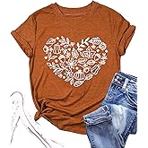Pumpkin Shirt for Women Cute Thanksgiving Fall T-Shirt Short Sleeve Halloween Pumpkin Graphic Tees Tops
