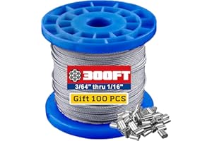 WIROPE DEPOT Vinyl Coated Wire Rope 304 Stainless Steel Wire Cable Clear,3/64 Inch Overmolded to 1/16 Inch for Outdoor Light Guide Wire,String Lights,Clotheslines(300ft)