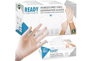 Ready First Aid - Disposable Vinyl Gloves, Medical Grade Powder-Free Latex-Free Nitrile-Free Ambidextrous Examination Gloves 