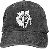 Women's Sunflower Horse Baseball Hat, Adjustable Vintage Washed Distressed Cotton Daisy Dad Cap
