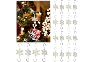Furimuk Christmas Ornament Hooks for Hanging Christmas Decorations, Sliver Gold Snowflake Decorative Ornaments Hanger No-Slip Hanging Hooks for Xmas Christmas Tree for Small Ornaments 20 Count