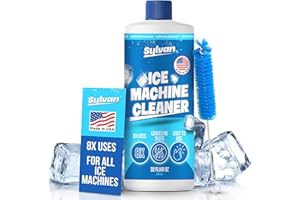SYLVAN HILLS Sylvan Ice Machine Cleaner and Descaler | 32 oz (8 uses) | Free Brush | Made in USA | Nickel Safe Ice Maker Cleaner and Descaler | Universal Compatibility for Commercial & Residential Ice Makers