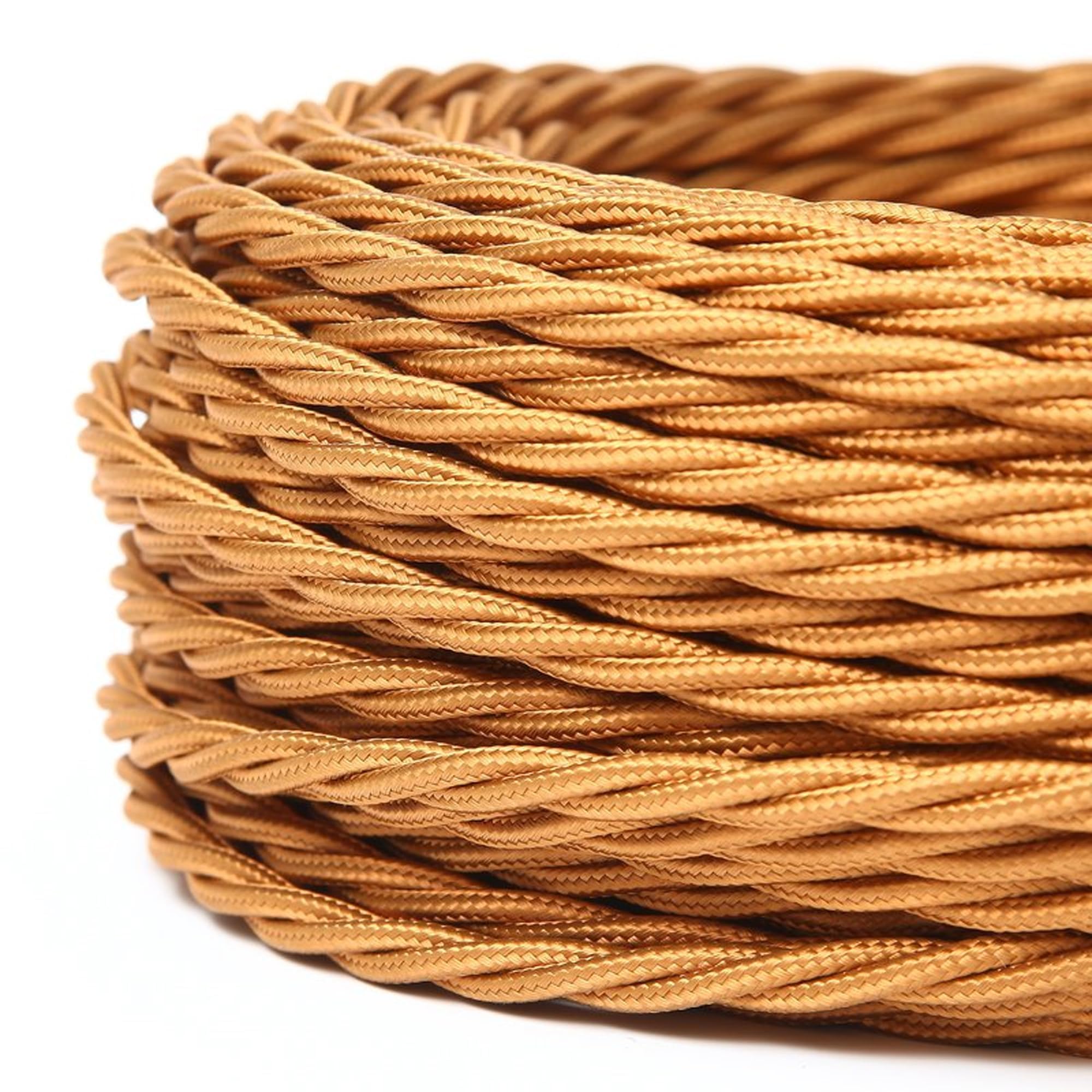 LEDSone Vintage 5 Meters 2 core Light Brown Color Twisted Italian Braided Cable Electrical Fabric Flexible Lamp Cable Wire Cord For UK pendant Light
