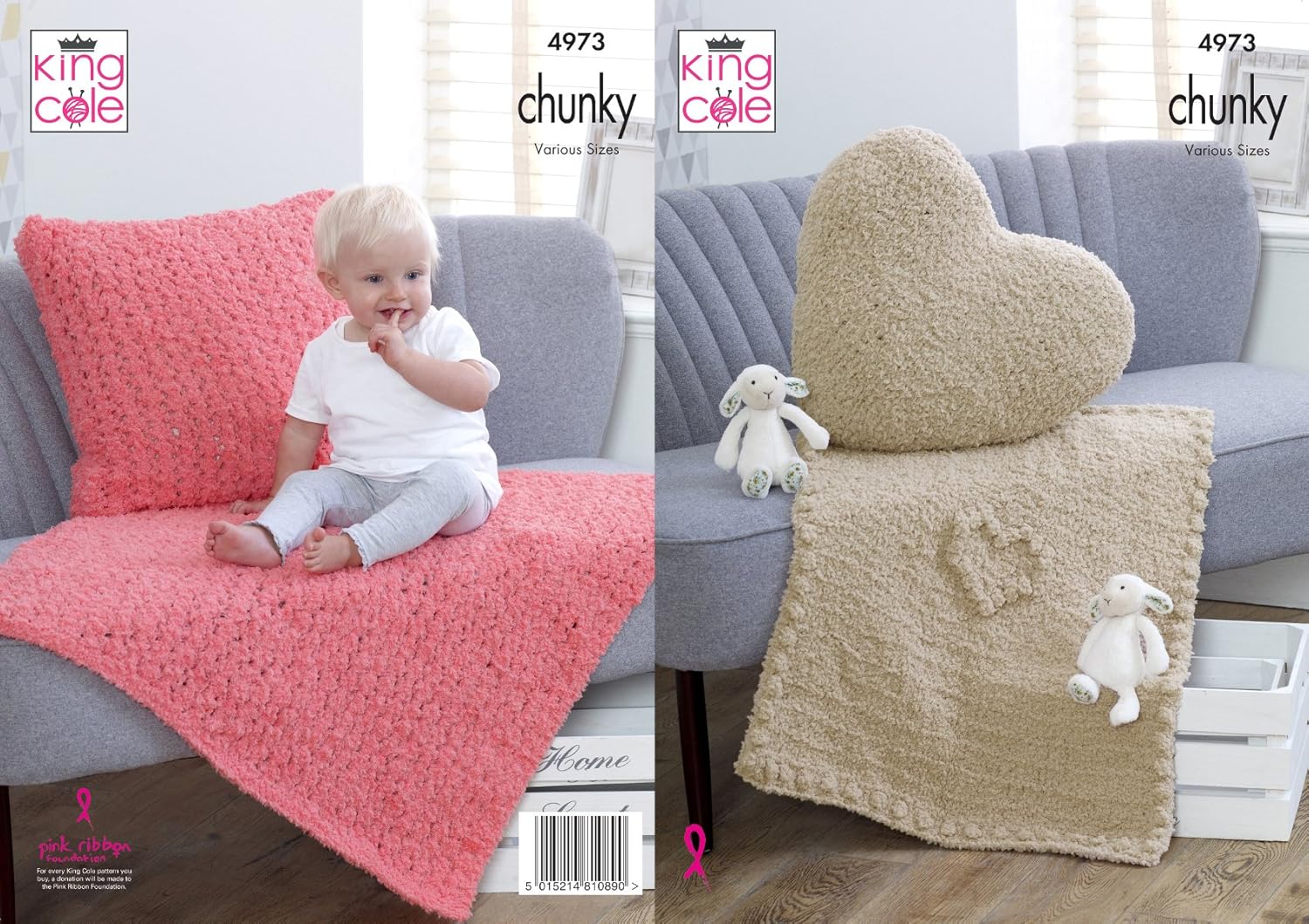 King Cole 4973 Knitting Pattern Blankets and Cushions in Cuddles Chunky