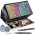 NICETY 180 Acrylic Paint Markers, Acrylic Paint Pens Brush Tip for Rock Painting, Wood, Glass, Stone, Canvas, Ceramic, Fabric - Acrylic Markers DIY Craft & Art Supplies for Kids, Adults, Artists