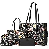 Women Fashion Synthetic Leather Handbags Tote Bag Shoulder Bag Top Handle Satchel Purse Set 4pcs