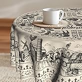 Imiss Vintage Cow House Round Tablecloth 60 Inch - Farmhouse Animal Washable Table Cloth Rustic Chicken Wrinkle Resistant Table Cover for Party Picnic Dinner Decor