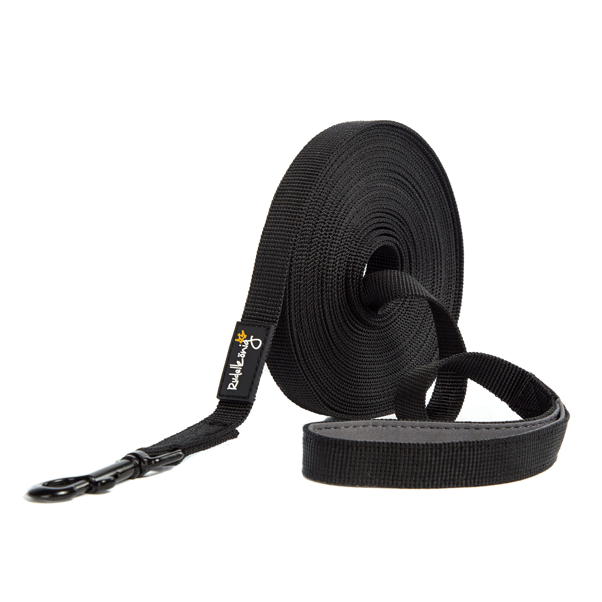 Rudelkönig tow leash with handle padding - 5m / 10m / 15m / 20m - Robust & weatherproof long line dog lead leash for successful dog training