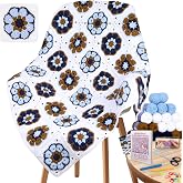 Coopay Crochet Blanket Kit for Beginners, Easily Granny Square Blanket Kit | All-in-One Crochet Kit with 19 Yarn Skeins, Step-by-Step Video Tutorial to Create a Handmade Blanket, Ideal Crochet Gift