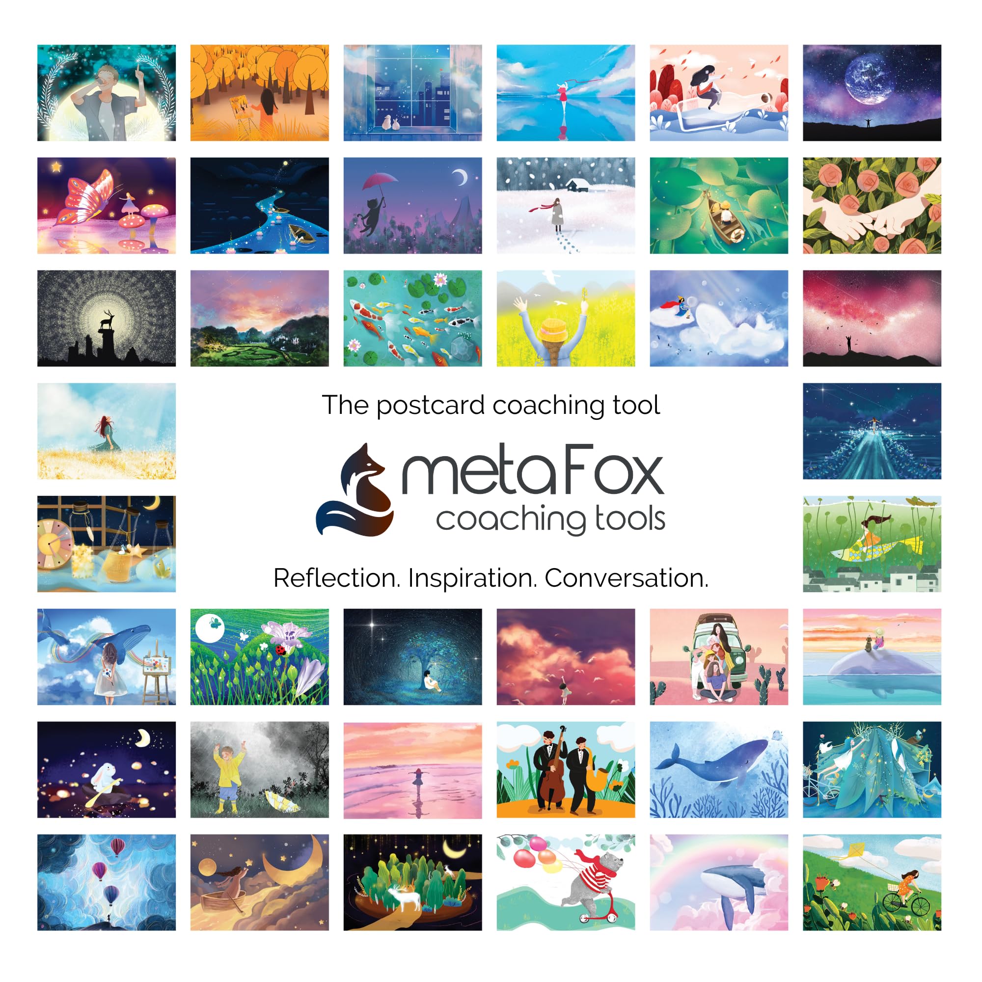 metaFox Dreamland - Inspirational Postcards Pack for Coaching & Self-Reflection (English)